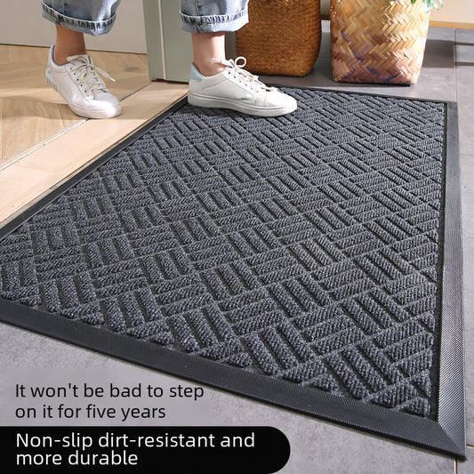 Polyester Door Mat Household Door Dust Removal Non-slip Door Mat Rubber Wear-resistant Door Mat Commercial Large Carpet
